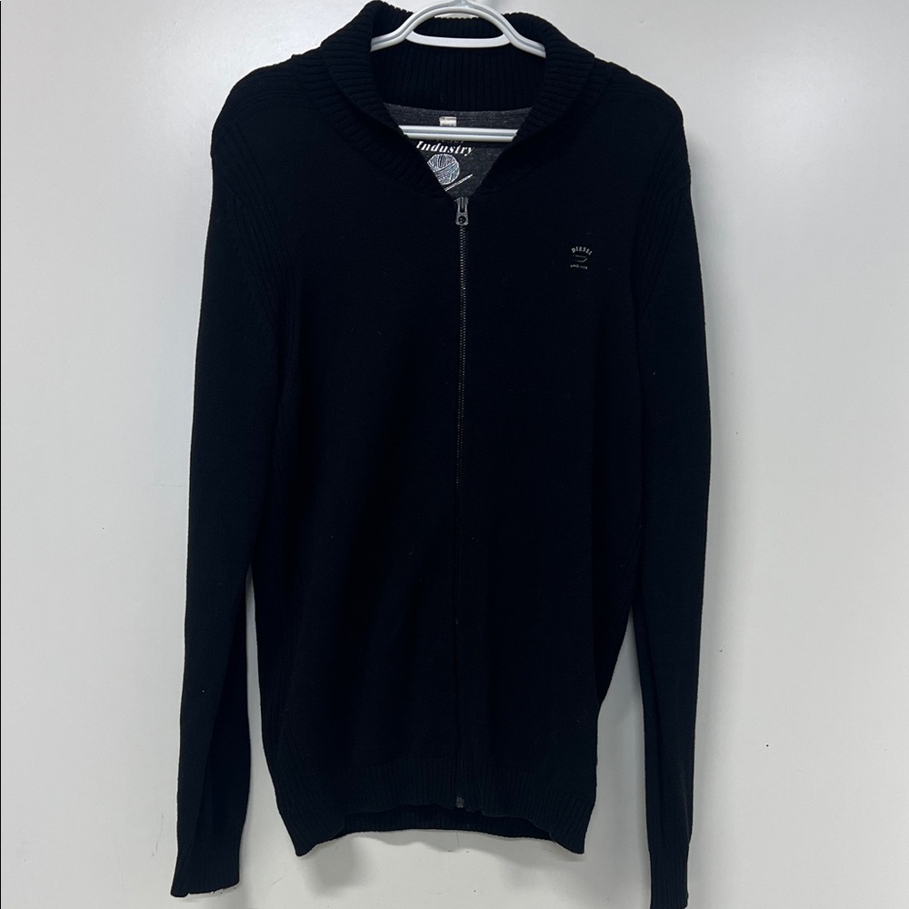 Diesel Industry, Men's Sweater, Black Full Zip, Medium